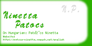ninetta patocs business card